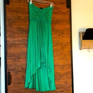 Sky clothing turquoise / green strapless crochet high low dress